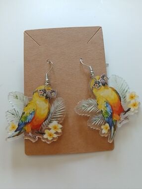 Fashion Jewelry Yellow Multicolor Parrot Dangle Earrings